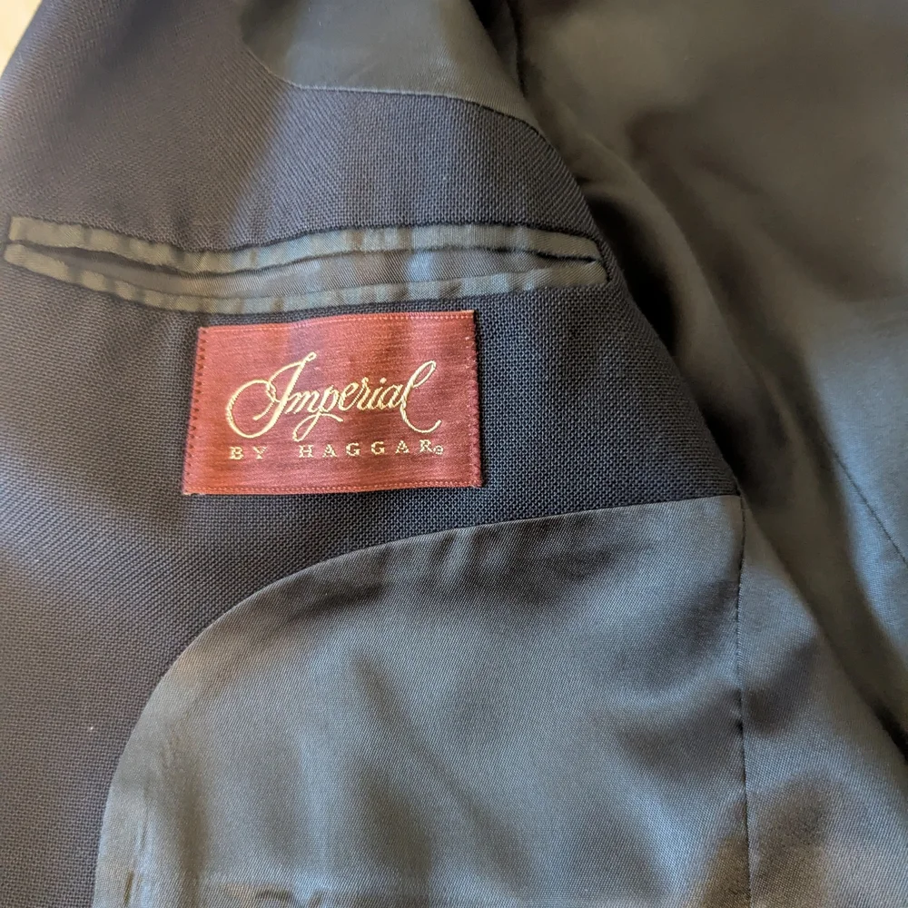 VTG Imperial By Haggar Blue Gold Button Single Breasted Blazer USA Men's 44L